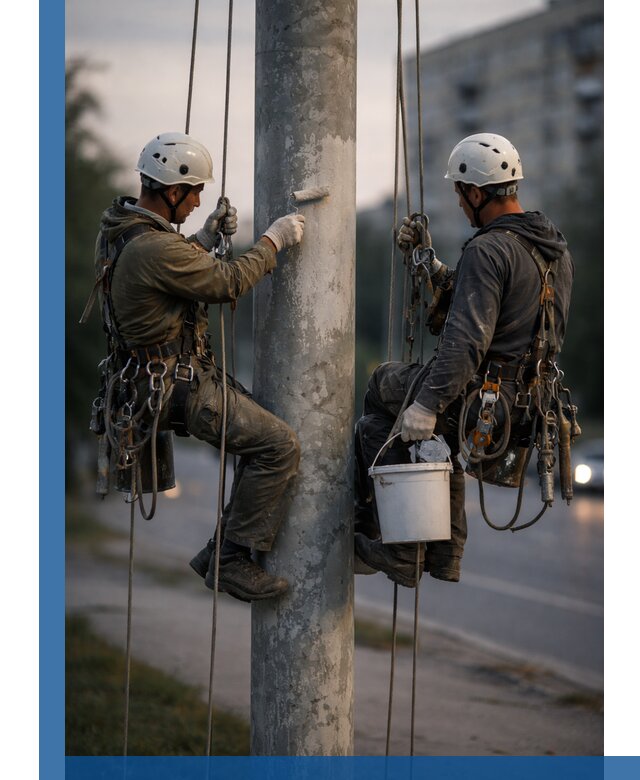 Покраска опор освещения и антикоррозийная защита в Нефтеюганске