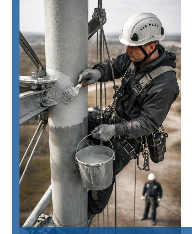 Покраска мачт связи в Нефтеюганске промышленными альпинистами