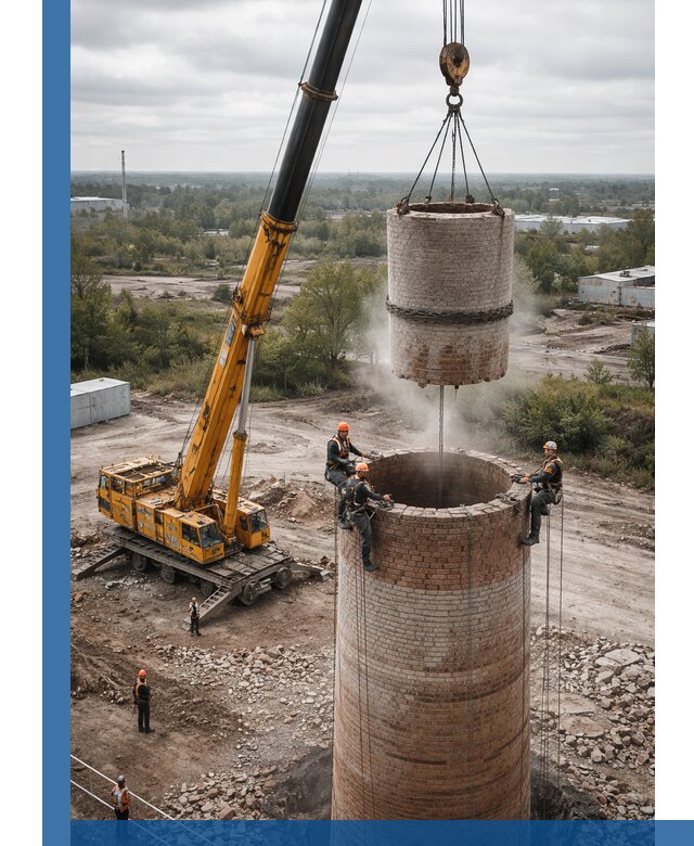 Демонтаж дымовой трубы в Нефтеюганске с гарантиями безопасности