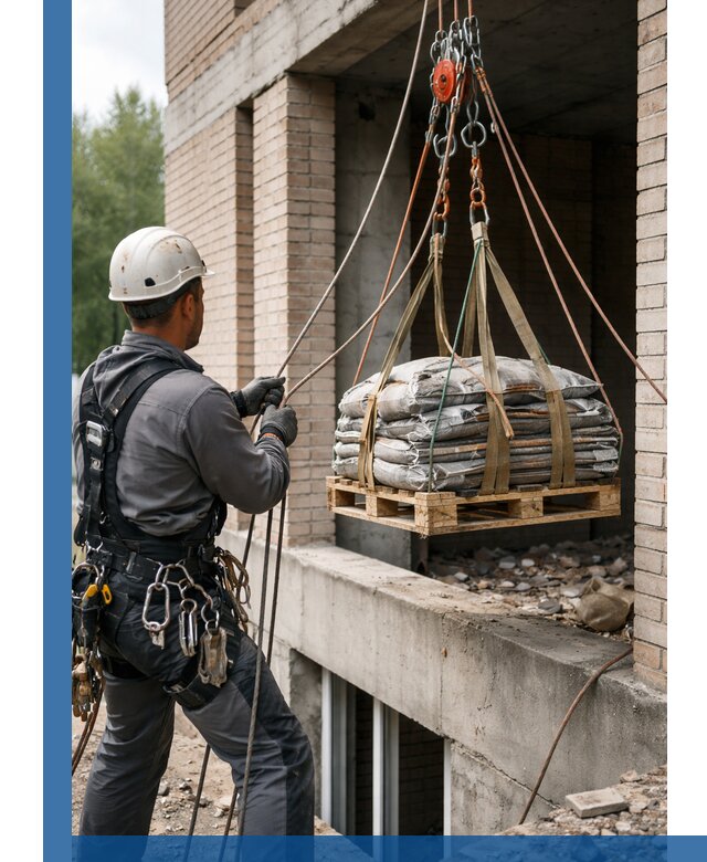 Подъем материалов на этаж веревками в Нефтеюганске оперативно