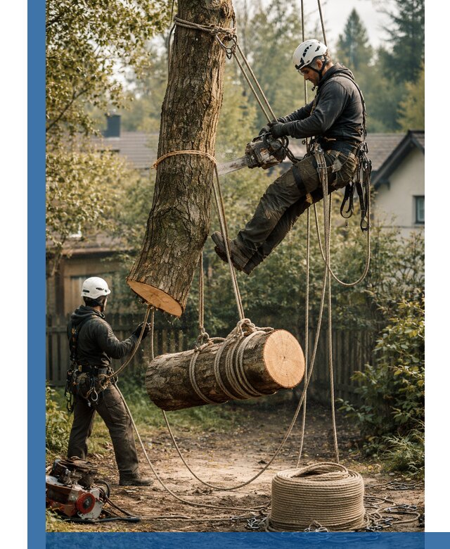 Валка деревьев частями в Нефтеюганске, безопасно и аккуратно