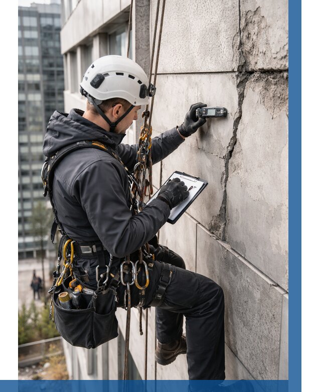 Обследование фасада альпинистами в Нефтеюганске от 122 р. | ВЫСОТНИК-Нфт