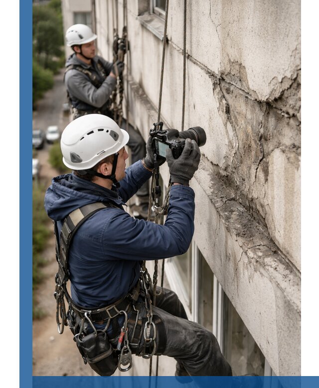 Фотофиксация дефектов фасада с высотной съемкой в Нефтеюганске