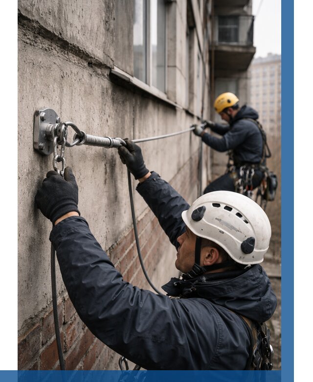 Монтаж анкерных линий в Нефтеюганске от 3050 р. | ВЫСОТНИК-Нфт