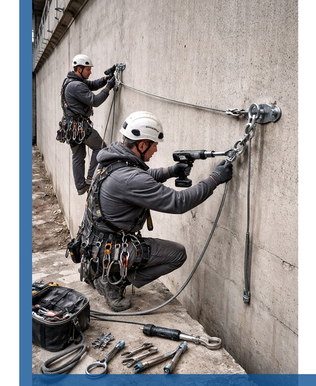 Монтаж анкерных линий высотной безопасности в Нефтеюганске