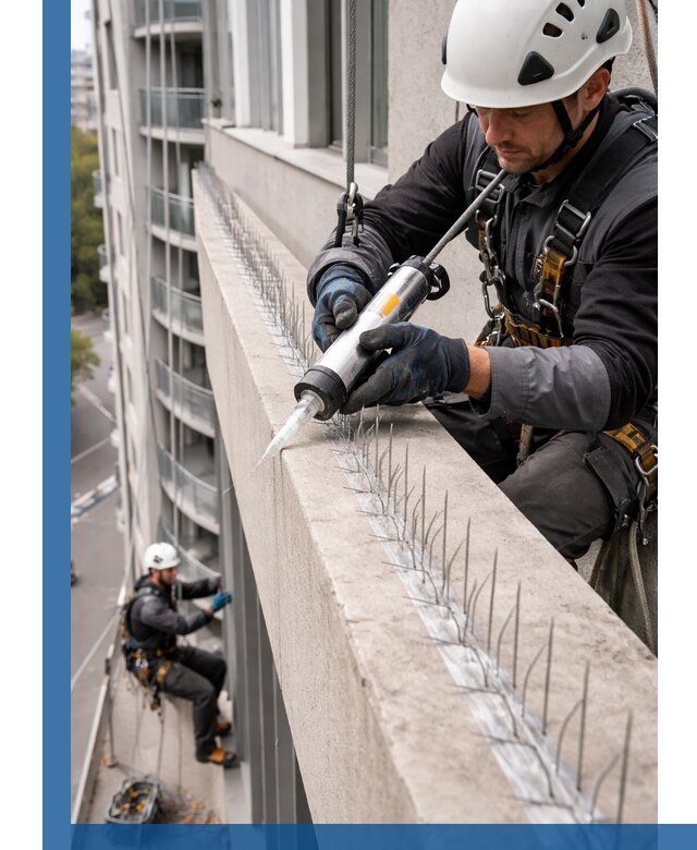 Установка шипов от птиц на фасадах и кровлях в Нефтеюганске